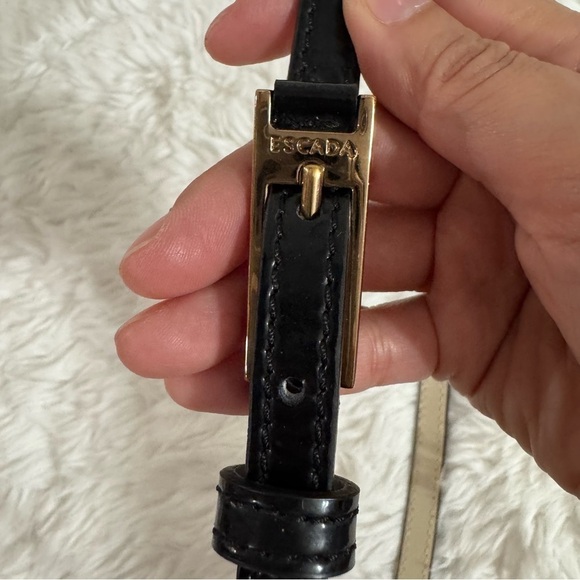 Escada Black Leather Belt with Gold Buckle Size 40 main image 4